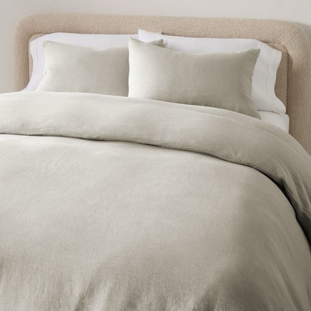 West Elm Warm Gray Belgian Linen Queen Duvet